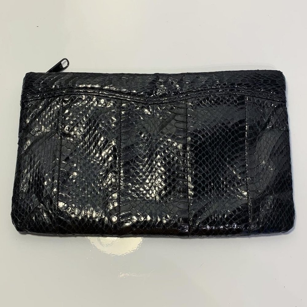 Black Snakeskin Clemente Clutch